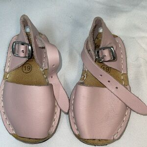 Pink leather sandals size 4, purchased in Europe and rarely worn
